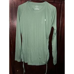 SANTINY Women's Rash Guard Zipper Pockets UPF 50+ Pullover Green Medium NWT